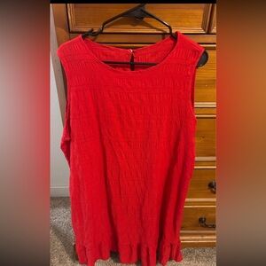 Sleeveless Red Textured Dress